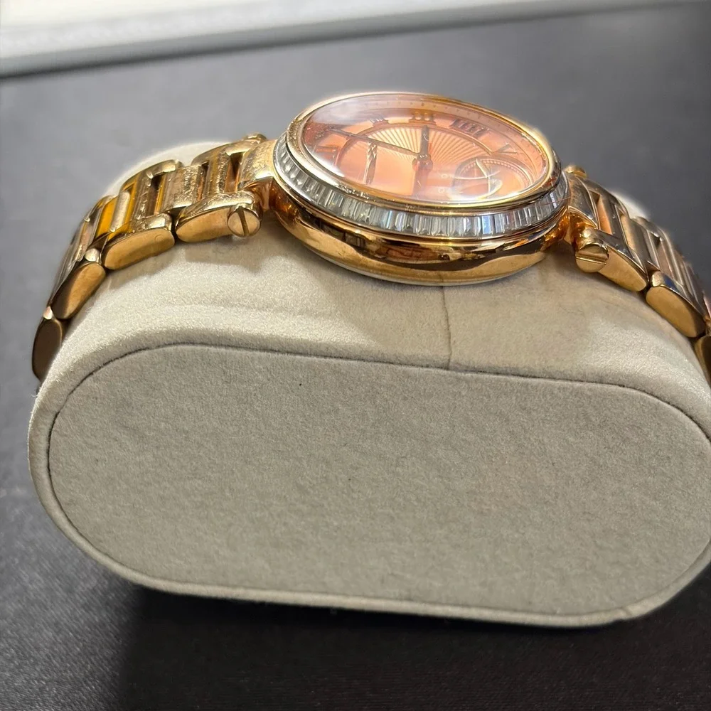 Michael‎ Kors MK-5971 Women Watch Rose Gold Roman Numeral Baguette Crystal
